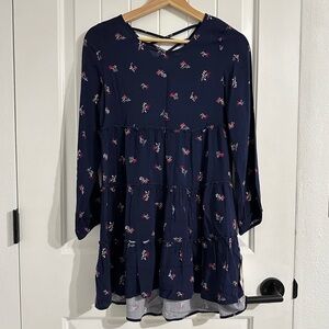 NWOT Ten Sixty Sherman Girls 3/4 Length Sleeve Navy Floral Prints Dress
